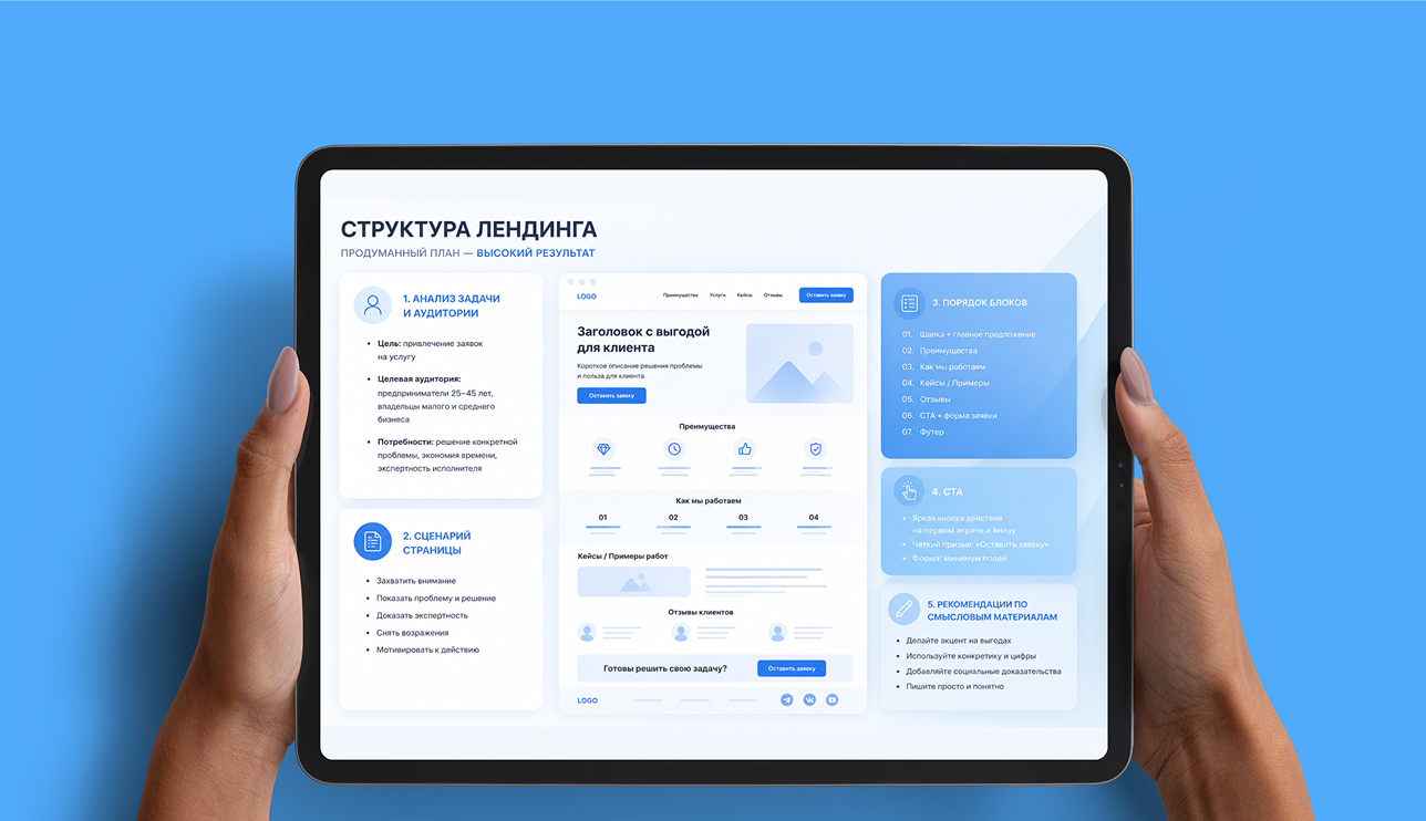 Visual example for Landing page structure