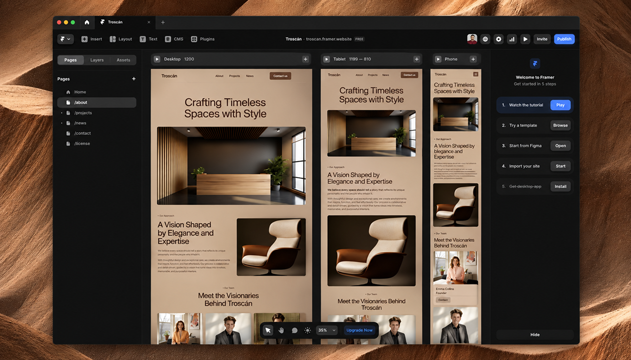 Visual example for Website redesign